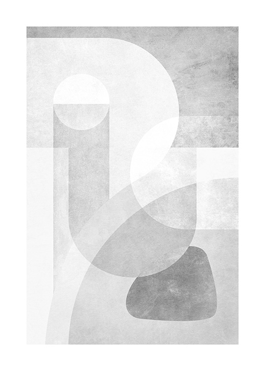– Illustration with graphical and abstract shapes in grey and white