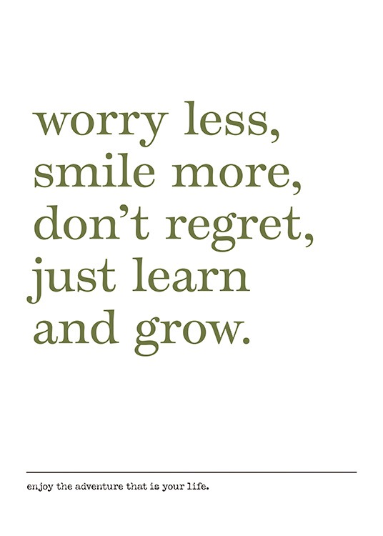  – Quote print in green and white with quote about learning to grow