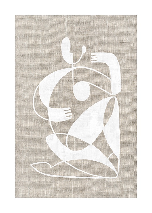 – Graphical illustration of an abstract body in white on a linen background in beige