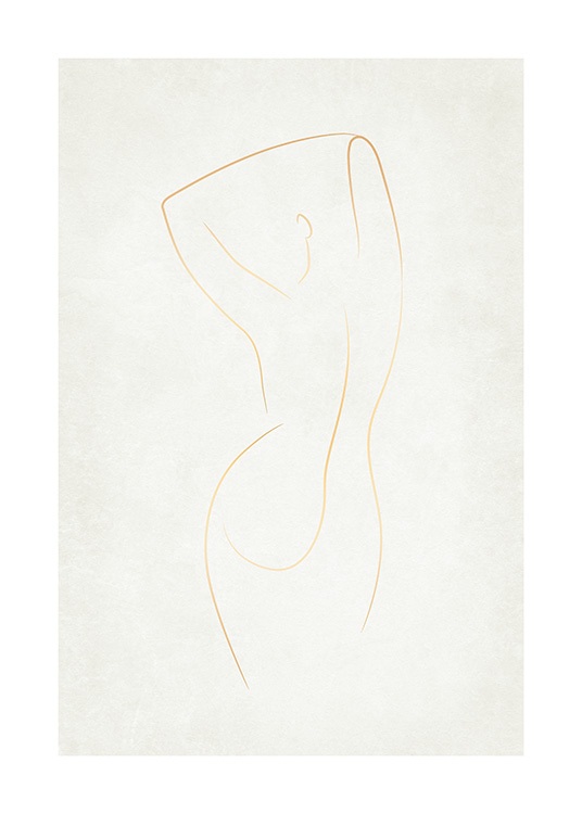  – Abstract body in gold lines against a light beige background