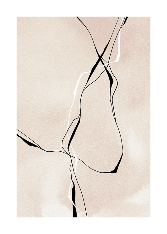  – Illustration with abstract lines in black and white on a beige background