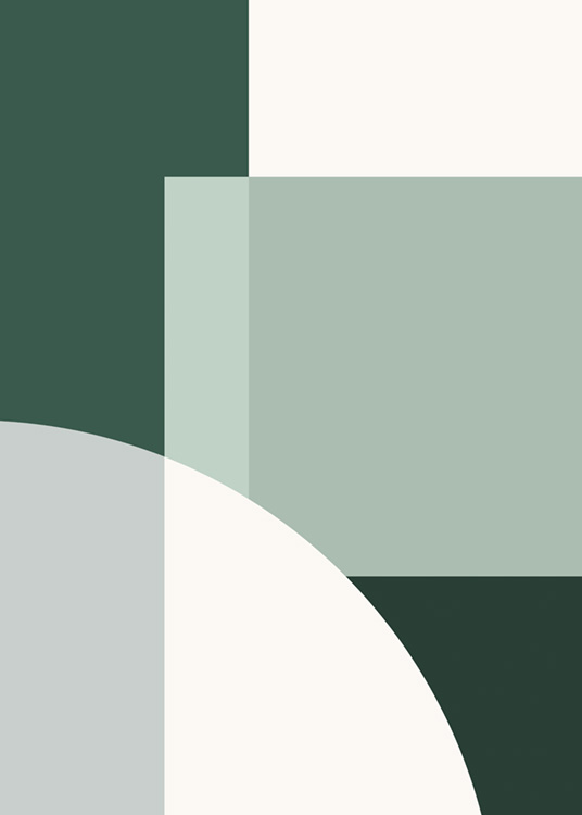  – Geometric shapes in shades of green and beige
