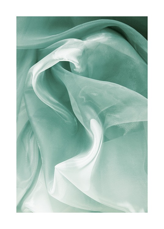 – Photograph of a sheer fabric in turquoise