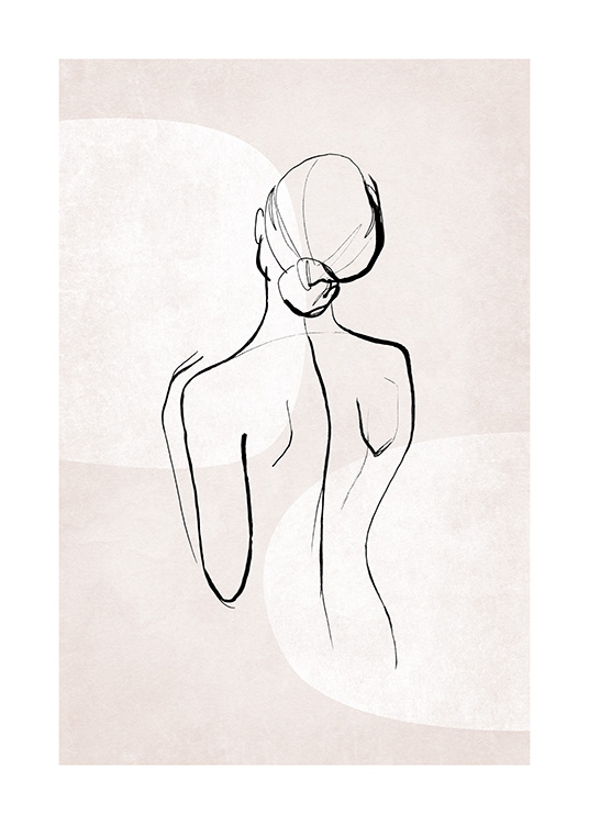  – Illustration of a woman's back, painted in black on a light pink background