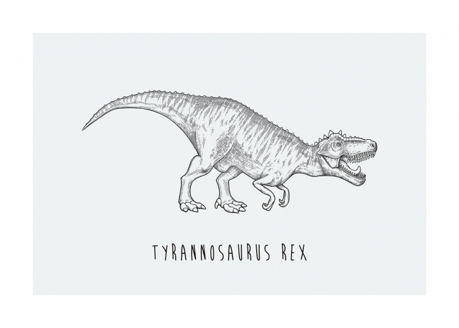  – Illustration of the dinosaur tyrannosaurus rex on a background in blue-green