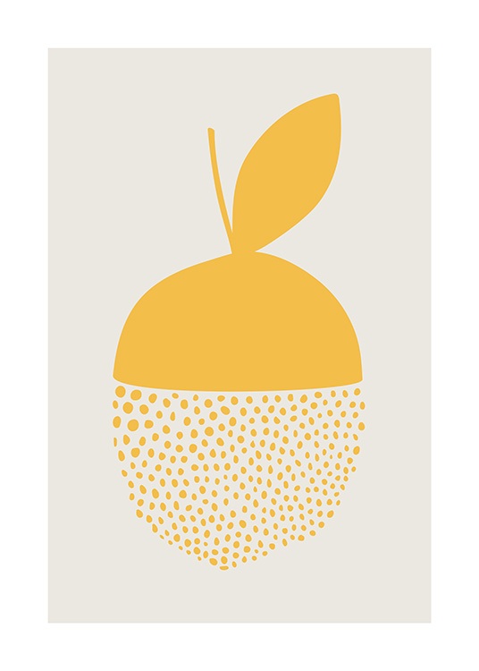  – Graphic illustration of a dotted lemon on a light grey background