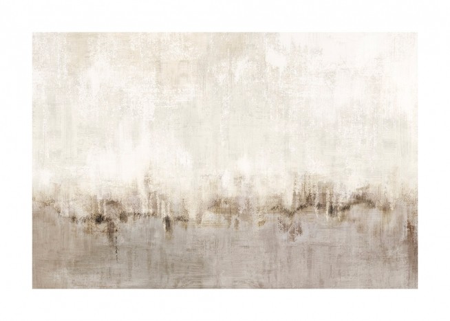  – Painting with an abstract design in brown and beige with a speckled texture
