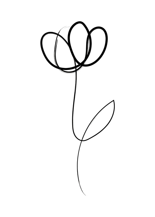 Line Art Flower Poster Black flower desenio.co.uk