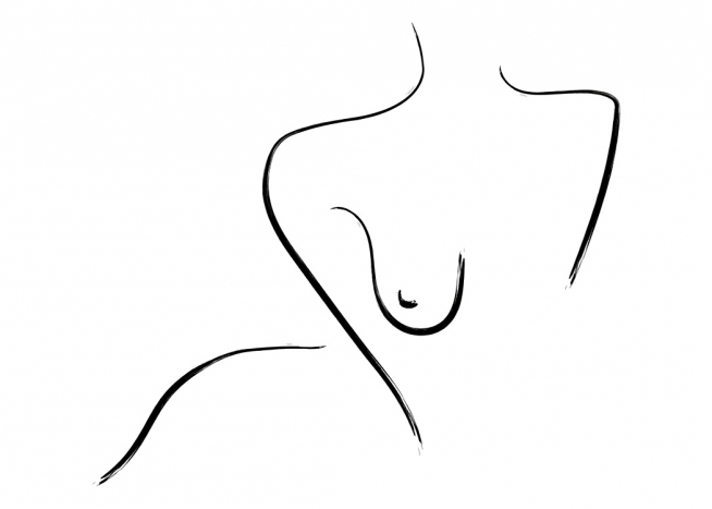  – Drawing of a naked body in line art, with black lines on a white background