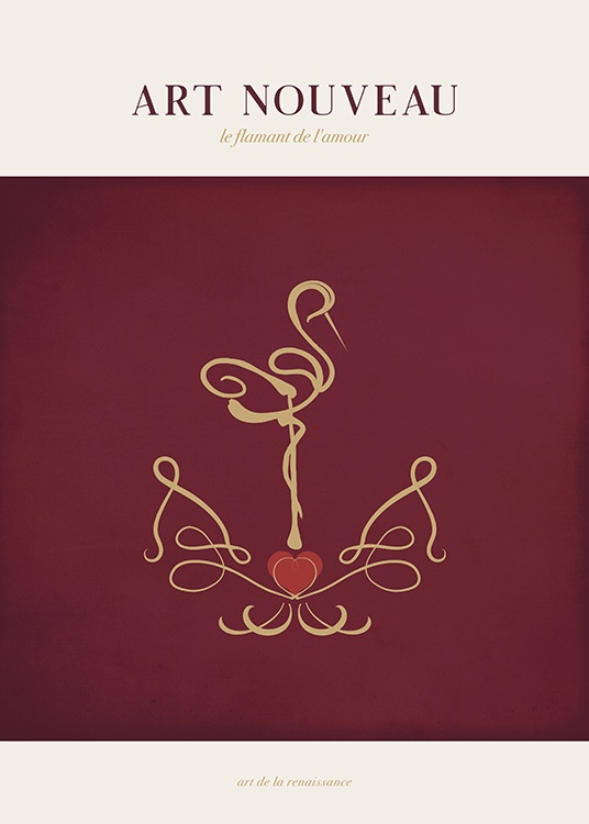 Art Nouveau Flamingo Poster