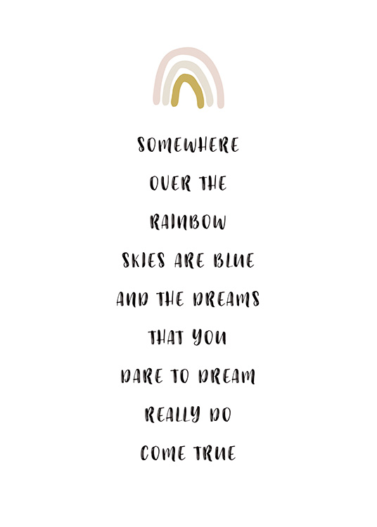  – Text poster with a quote about dreams and a rainbow at the top