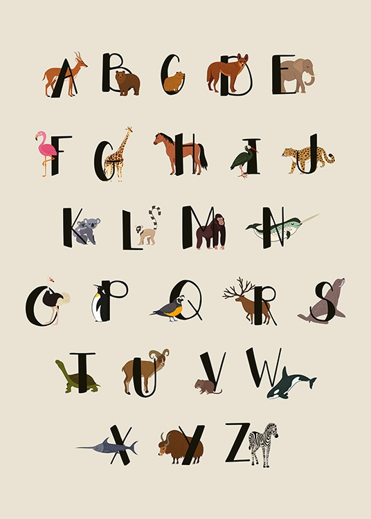 Animals Of The World Alphabet Poster