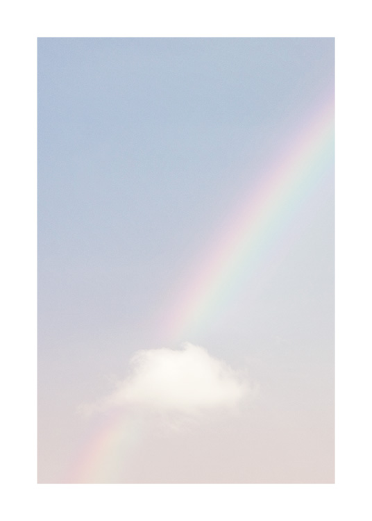  – Photograph of a cloud and rainbow on a pink and blue sky