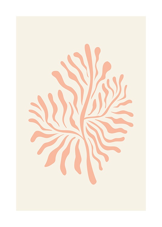  – Graphic illustration of a pink, abstract coral against a light beige background