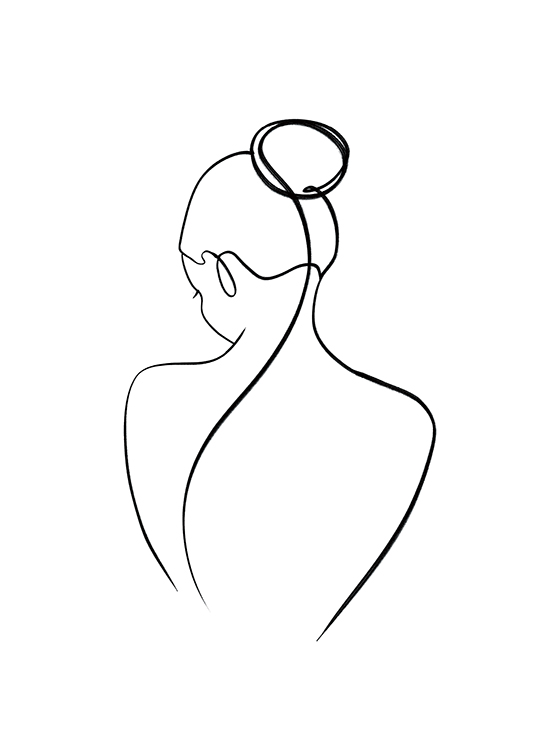 – Illustration of a woman's back in black line art on a white background