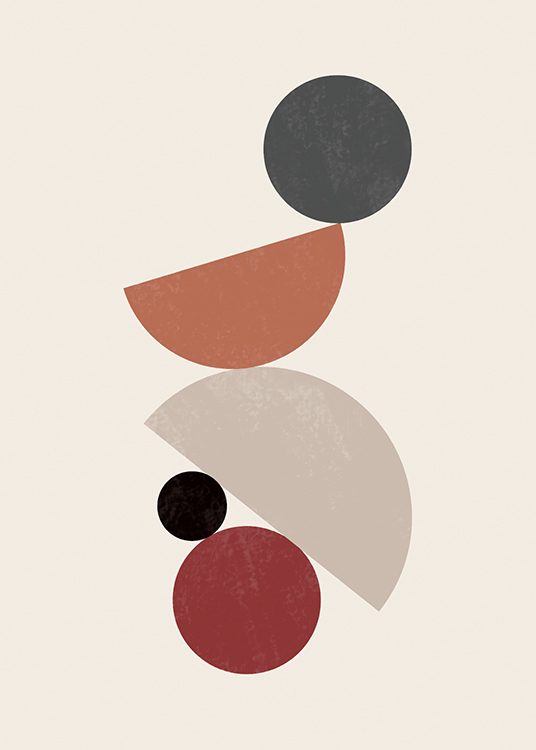  – Graphic illustration with colourful circles and semicircles balancing on top of each other
