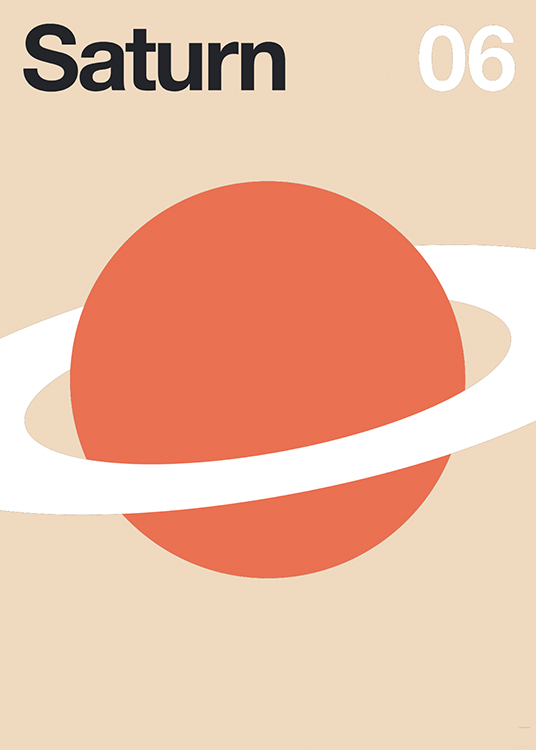  – Graphic illustration of Saturn, with a red circle and a white ring around it