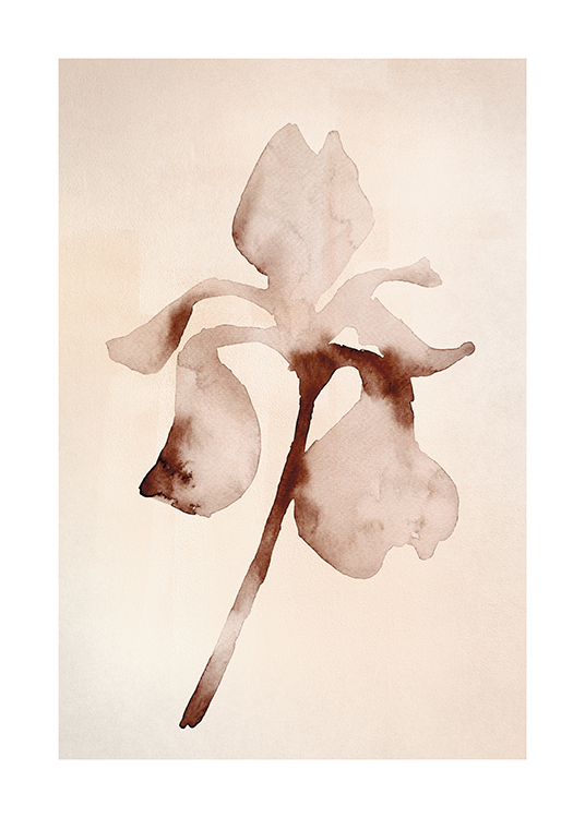  – Illustration of a beige and brown flower in watercolour, against a light beige background