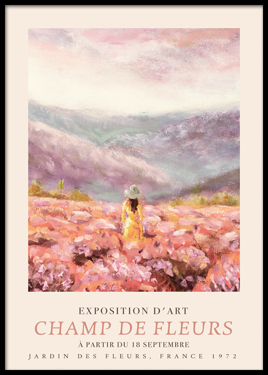 Champ De Fleurs Poster Pink Flower Field Desenio Co Uk