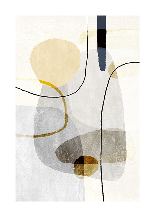  – Abstract illustration with yellow and grey shapes and lines