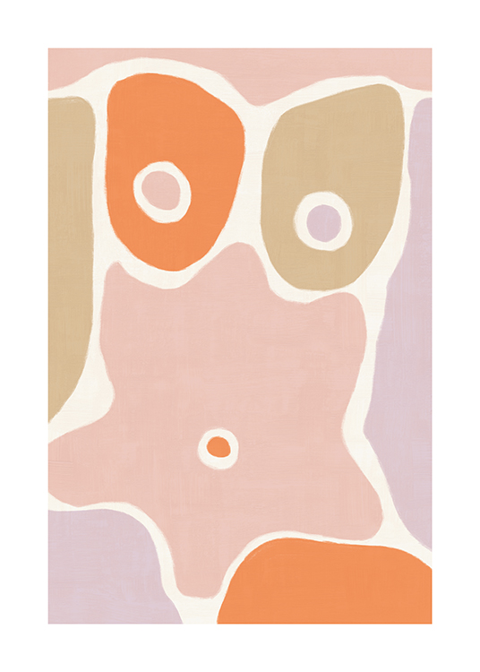  – Abstract illustration of a body made up of shapes in purple, pink, orange and beige