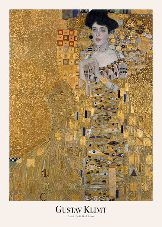  – Abstract painting in gold with a woman covered by a golden pattern