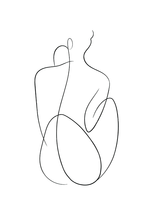  – Illustration in black line art of a naked back drawn on a white background