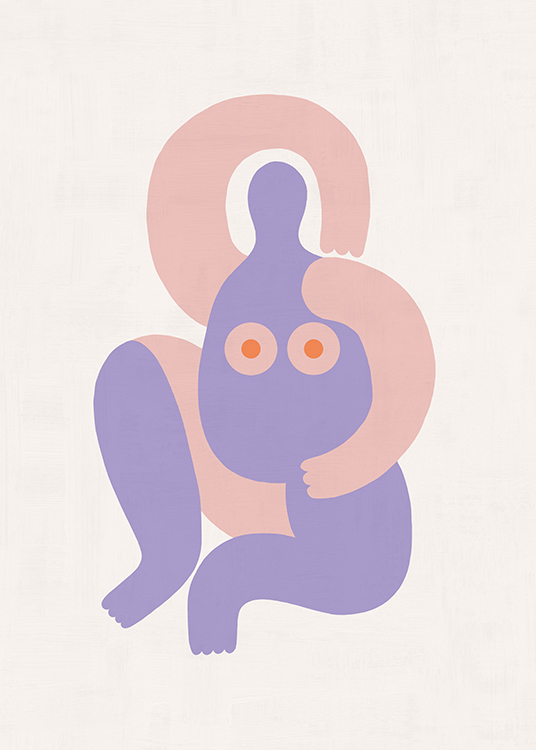  – An abstract print of the female form in purples and pinks