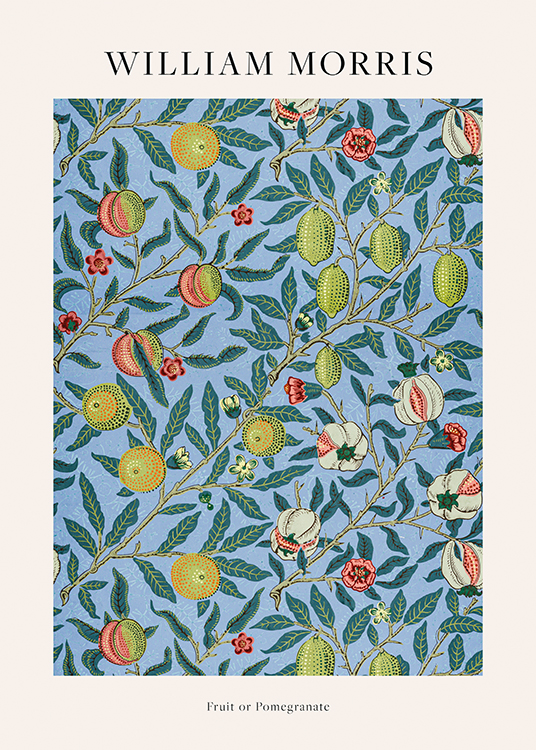  – Fruit pattern with figs and pomegranate on a blue background
