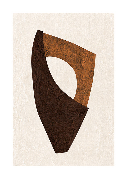  – Graphic illustration with a brown, abstract shape against a light background