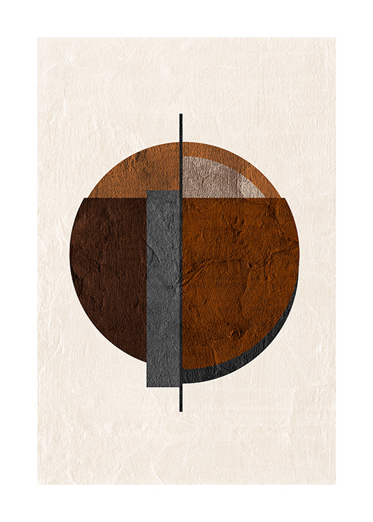  – Graphic illustration with a grey and brown, abstract circle on a light background