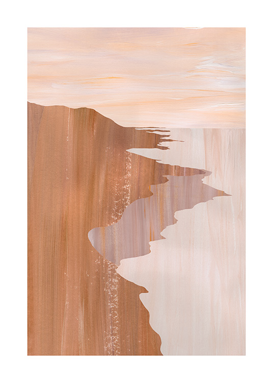  – Abstract illustration of a pink and beige beach landscape