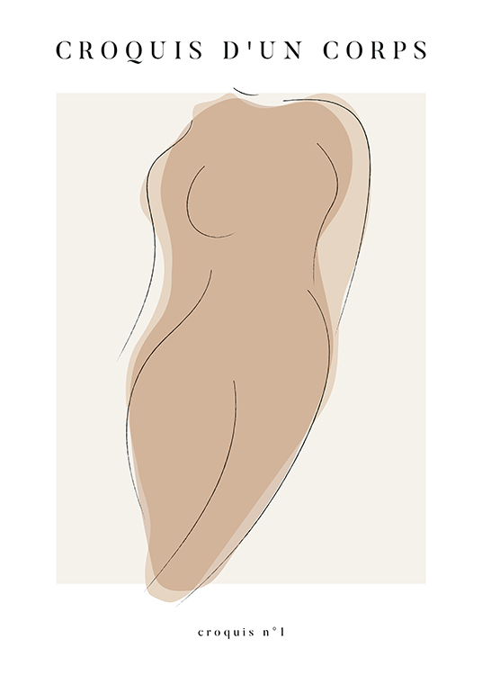 – An illustration of a beige, naked body outlined in black with text at the top and bottom