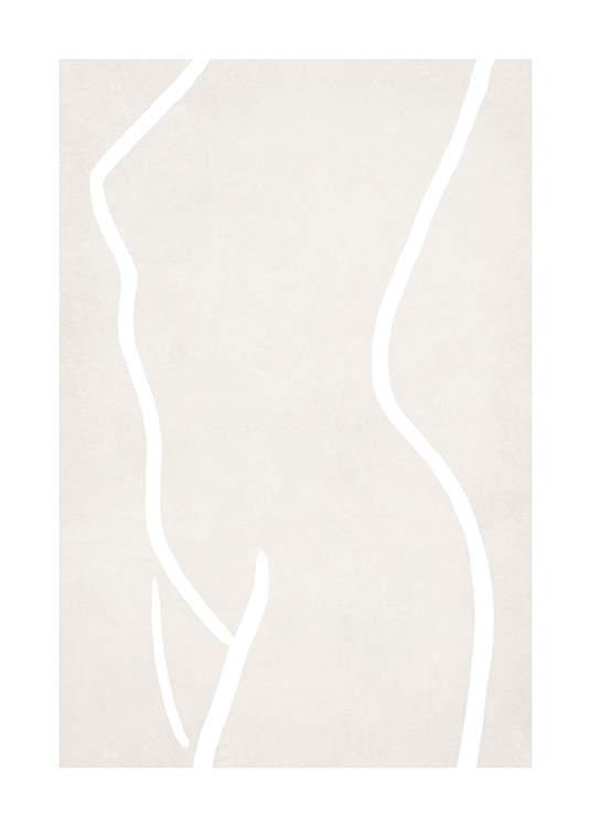 – An illustration with a torso drawn in white lines on a background in light beige