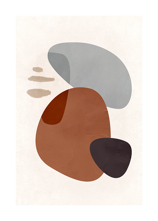 – Graphic illustration with brown and grey abstract shapes on a light background