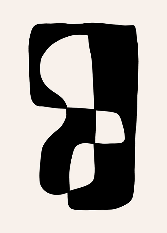 – Graphic illustration with an abstract shape in black on a beige background
