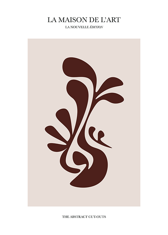 – Graphic illustration with a brown, abstract shape against a beige background