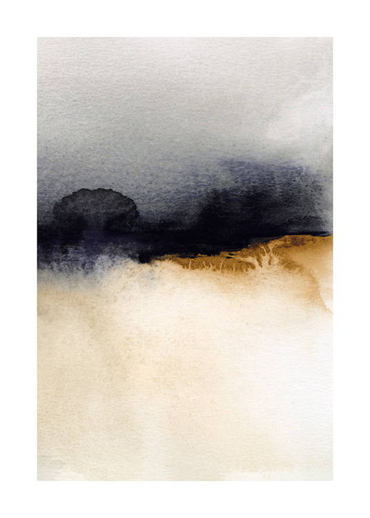 – An abstract watercolour print with colours connected with each other