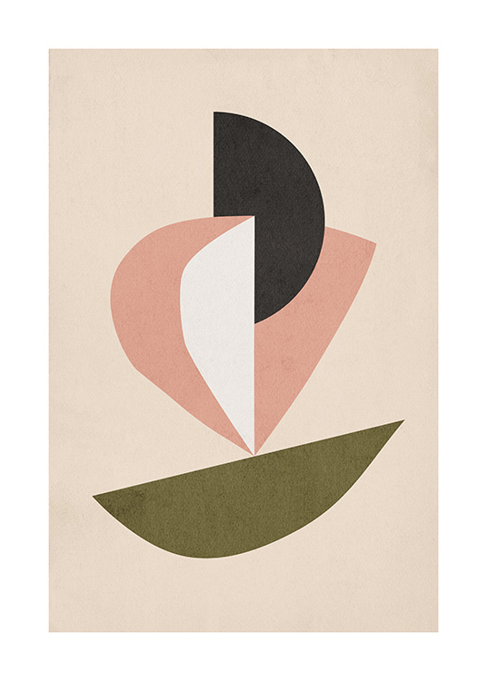 – A graphic print with retro colours in a beige background