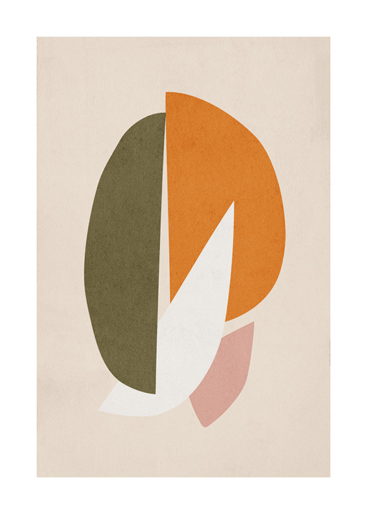 – A cool graphic poster in retro colours and a beige background