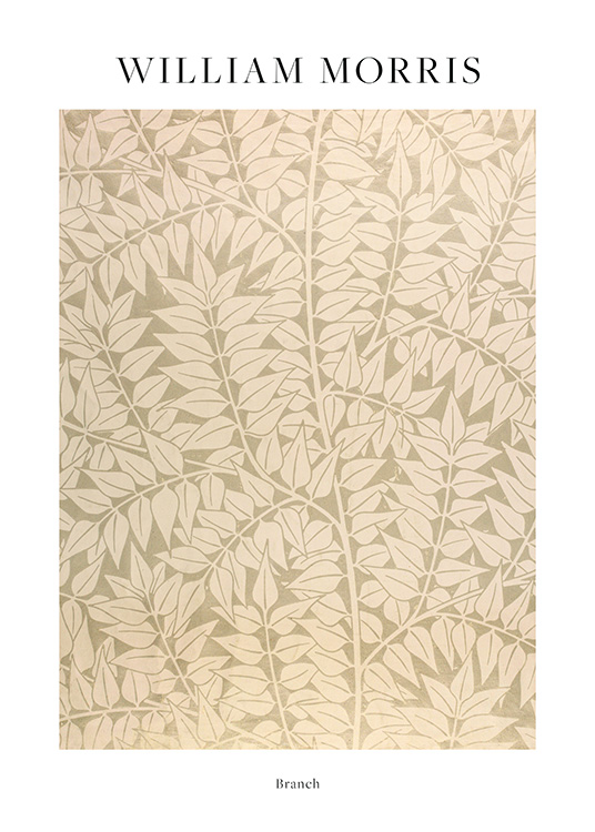 – A classic William Morris - Branch motive in beige colours and a beige/green background. The motive is framed with a white border