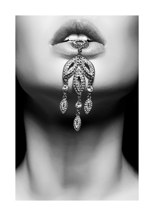 – Monochrome art print of a woman's jewellery