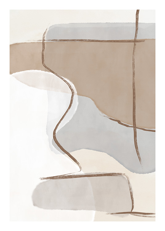 – Abstract art print in brown/beige