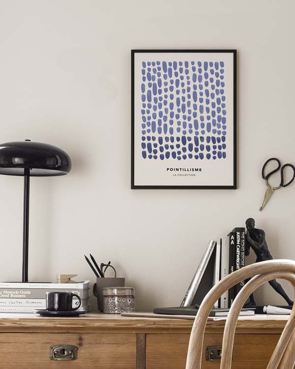 Dots in Blue No1 Poster illustrated blue dots desenio.co.uk