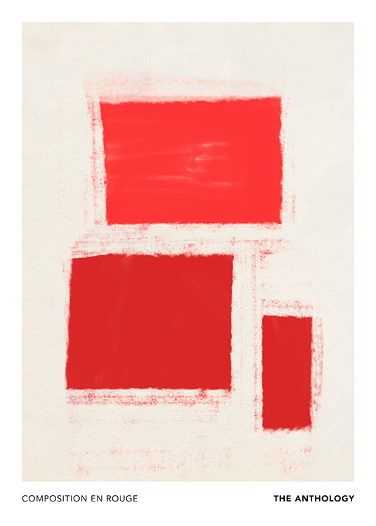 – Red and beige abstract art print