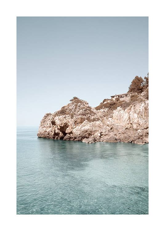 – Poster of the ocean and sky with a cliff 