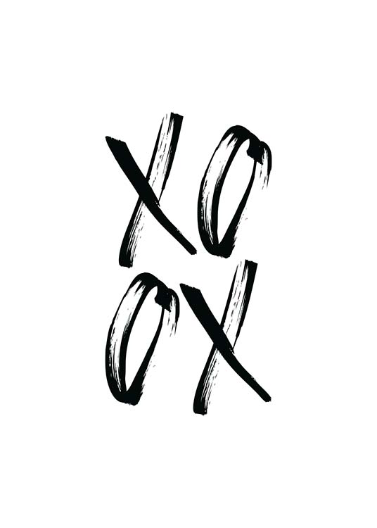  - Black and white with the lettering “XO OX”.