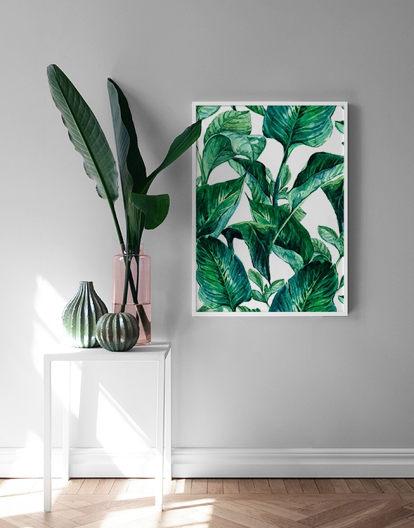 Green Leaves Pattern Poster