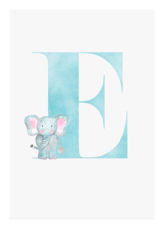  - Cute children’s poster for our loved ones whose name begins with E.