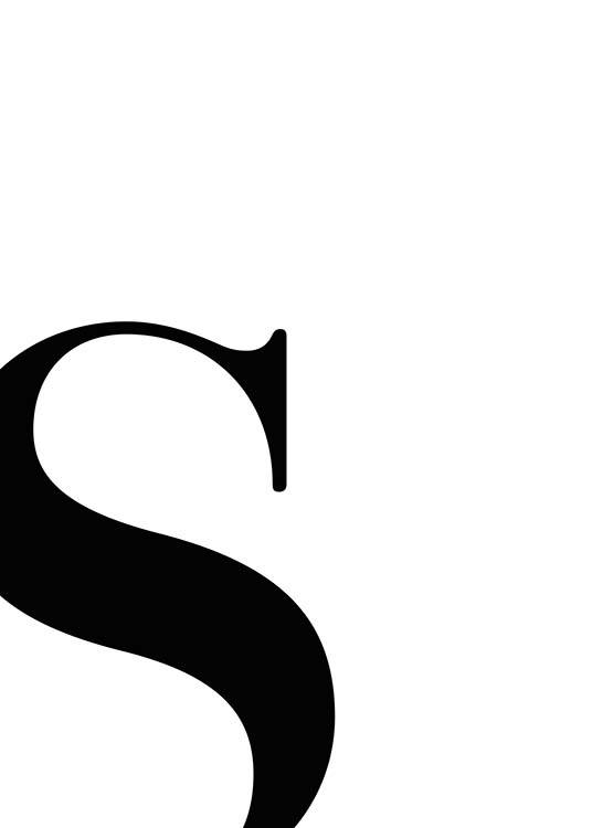  - Simple poster with the letter S in black and white.
